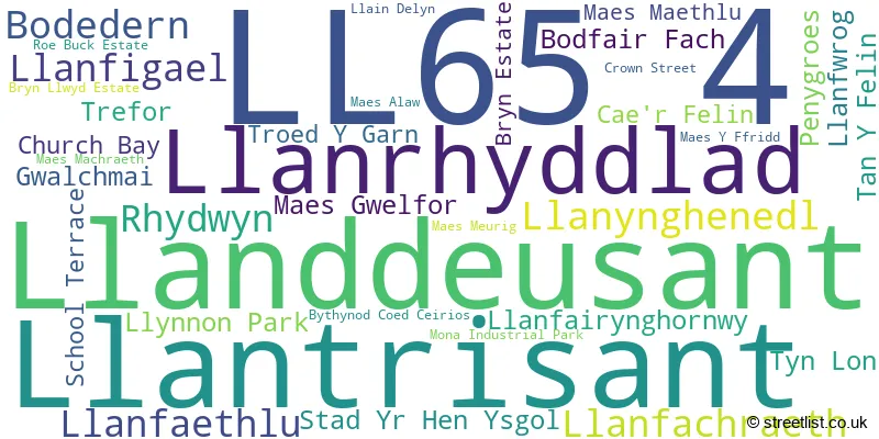 A word cloud for the LL65 4 postcode
